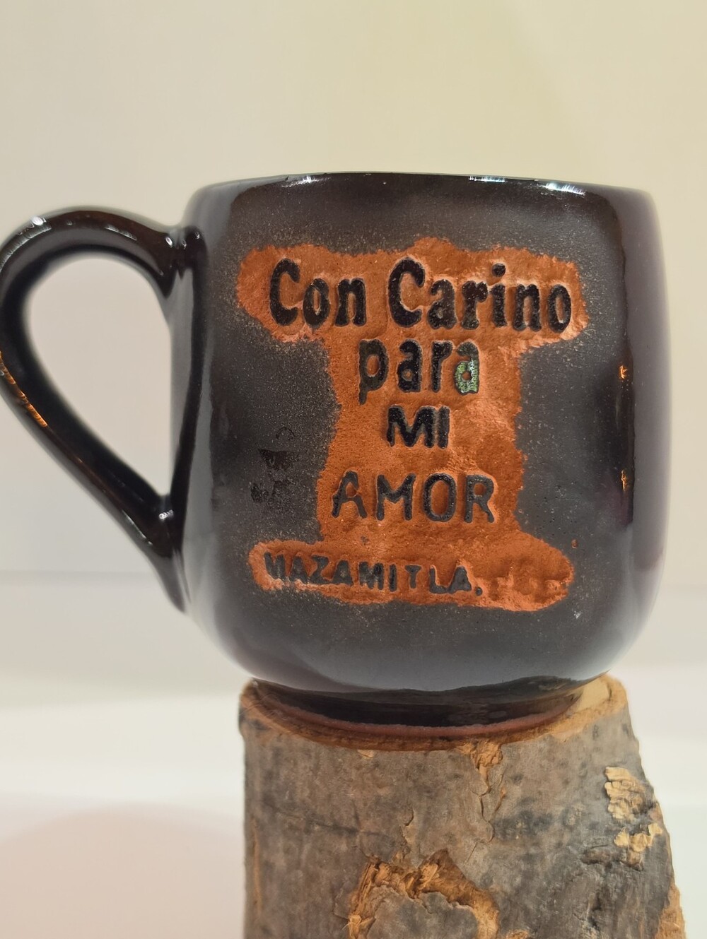 Vintage Mexican Clay Mug Mazamitla Jalisco Folk Art Con Carino Para Mi Amor